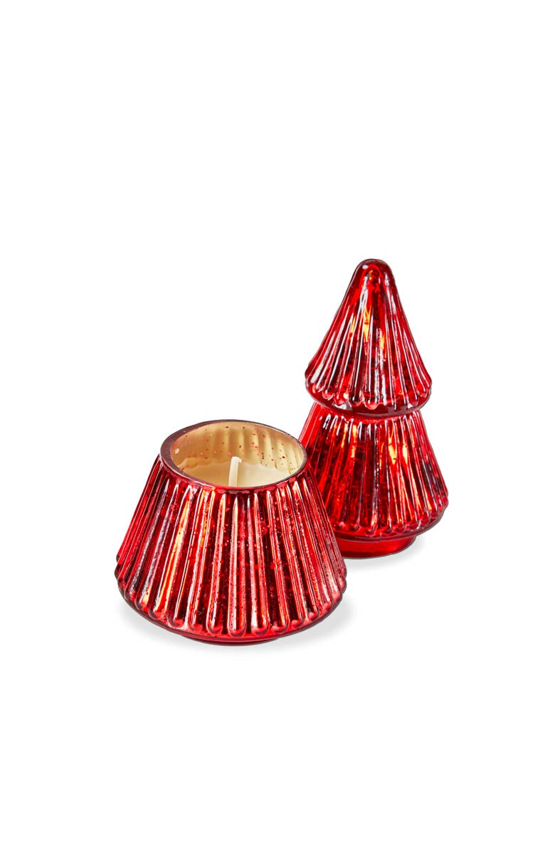 tag Portobello Glass Tree Candle Red Sculpted Scented Christmas, Main, color, Red