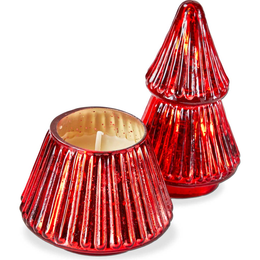 Tag Portobello Glass Tree Candle Red Sculpted Scented Christmas In Red