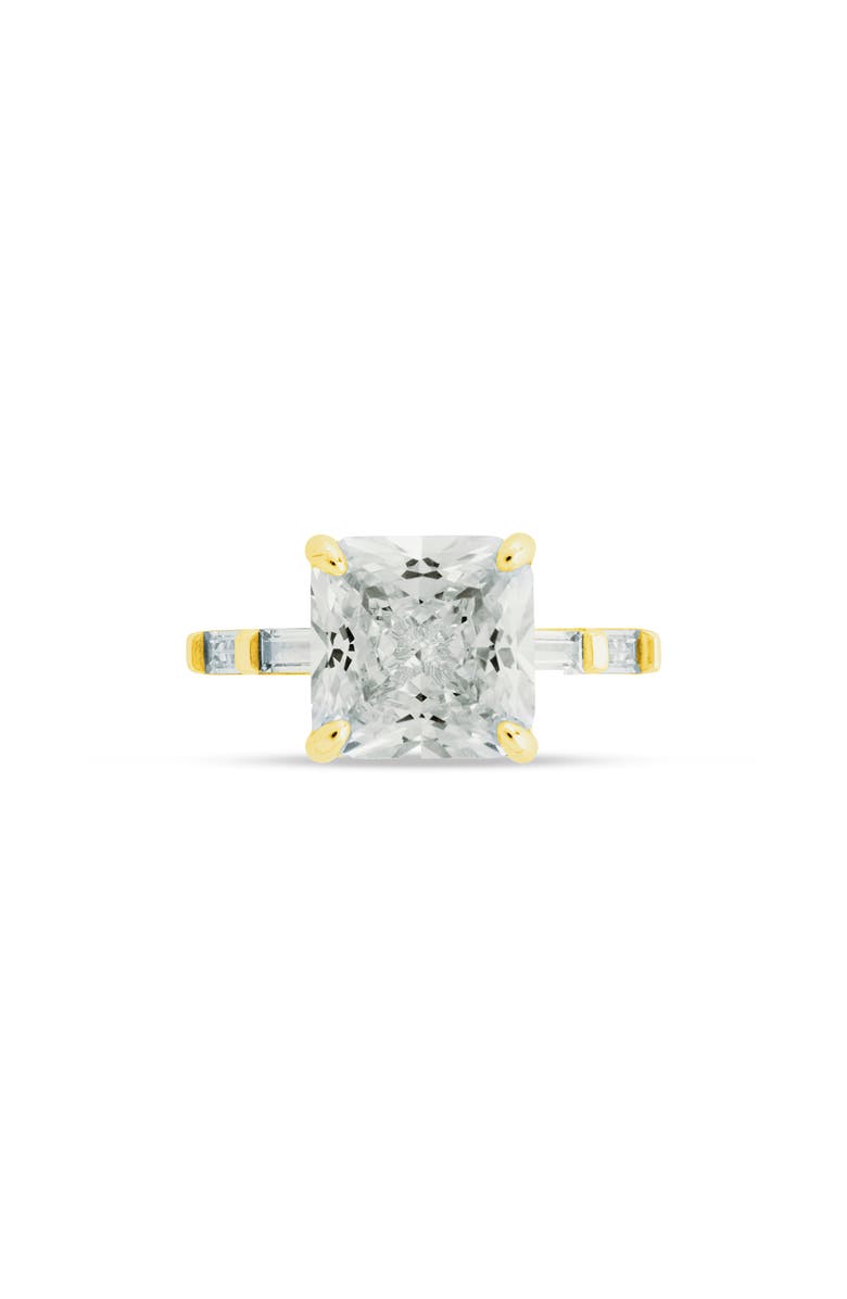 Sterling Forever Princess-Cut Cubic Zirconia Ring, Main, color, Gold