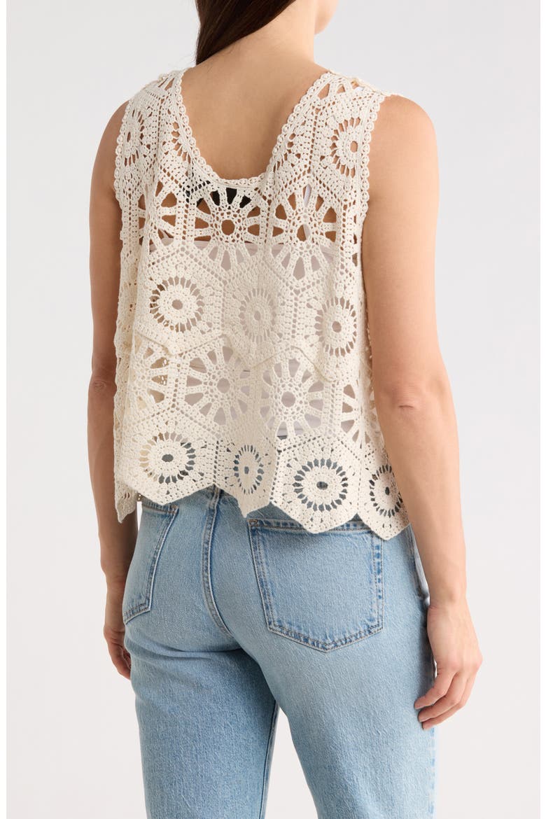 Swing Crop Cotton Crochet Top, Alternate, color, NATURAL