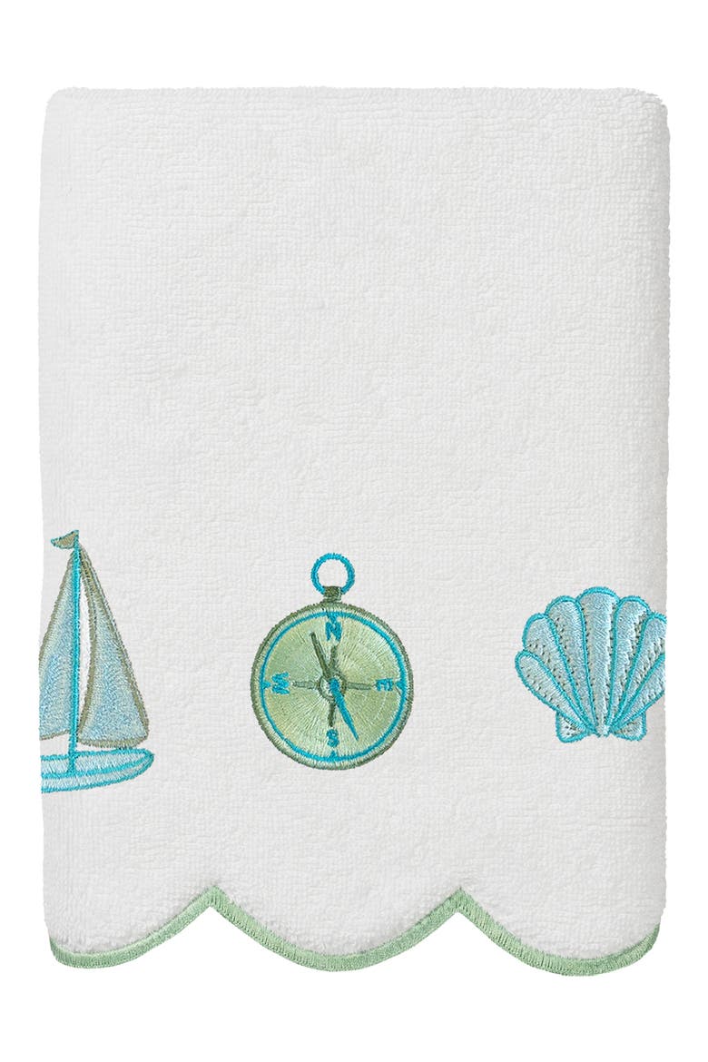 Sea Joy Scallop 3-Piece Embellished Towel Set, Alternate, color, WHITE/ GREEN