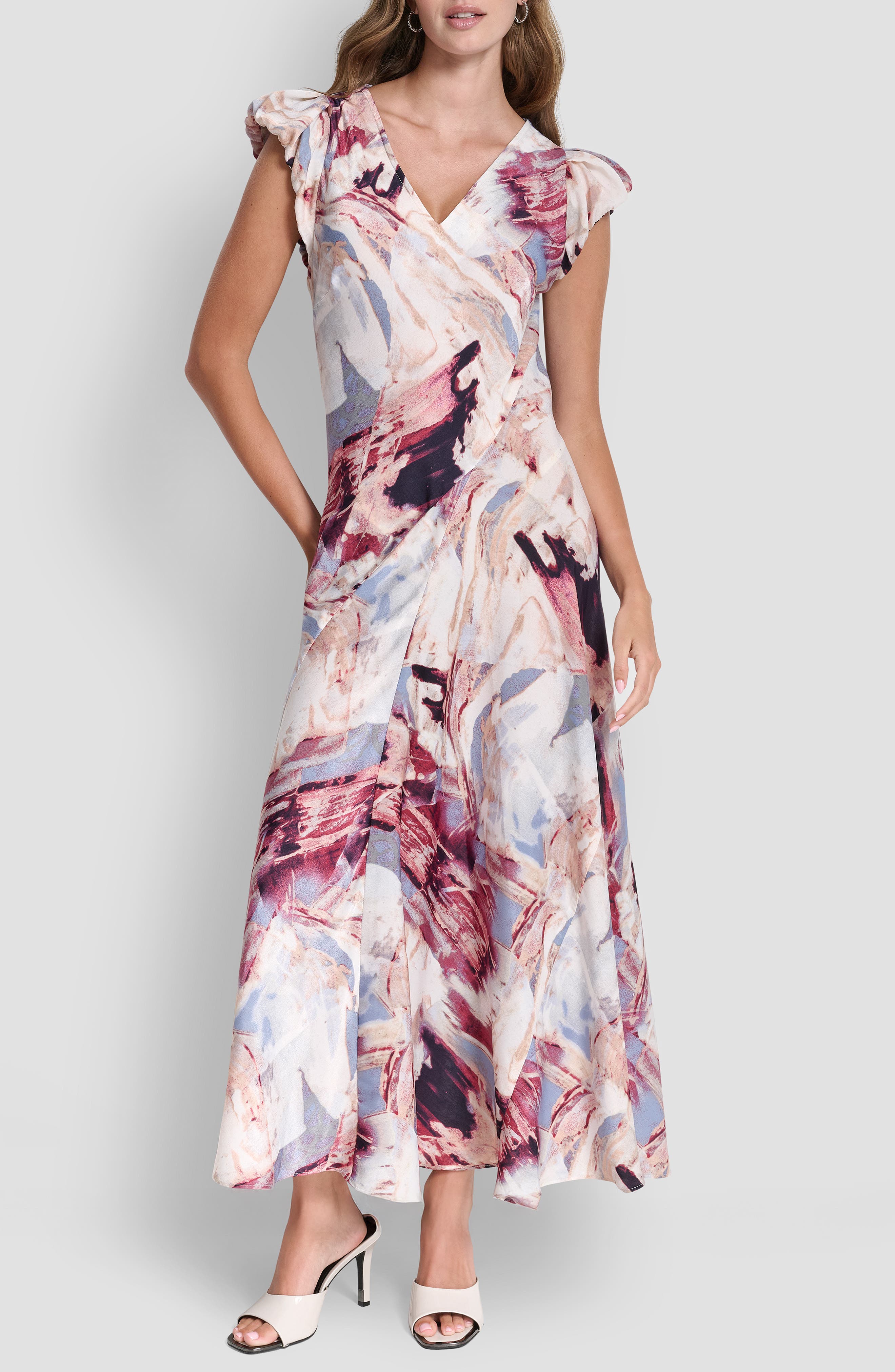 Puff Sleeve Satin Maxi Dress - image 3