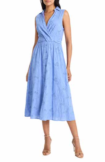 Maggy London Front Twist Cotton Eyelet Shirtdress