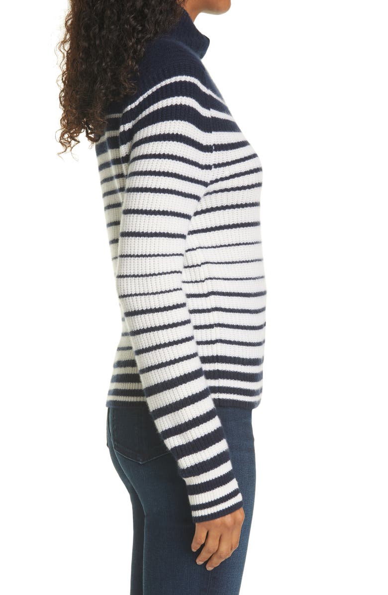 rag & bone Pierce Stripe Cashmere Turtleneck Sweater, Alternate, color, 
