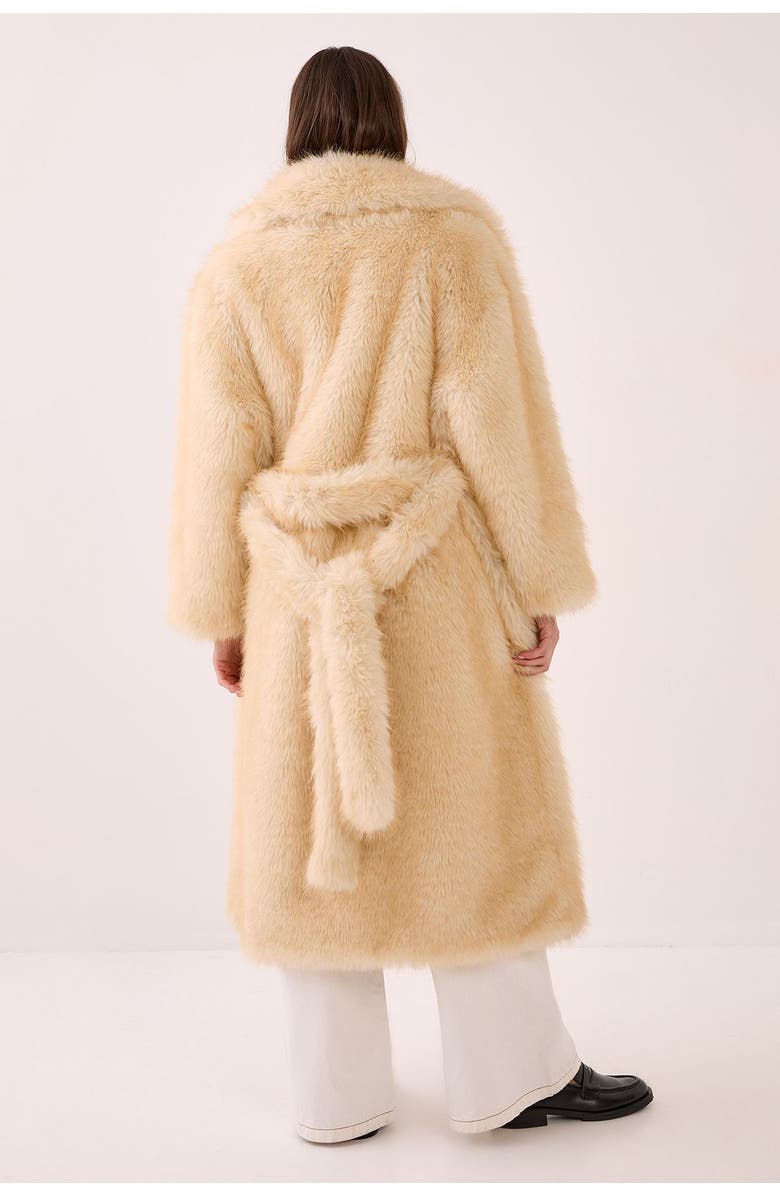 NASTY GAL Belted Tipped Faux Fur Coat, Alternate, color, Lemon