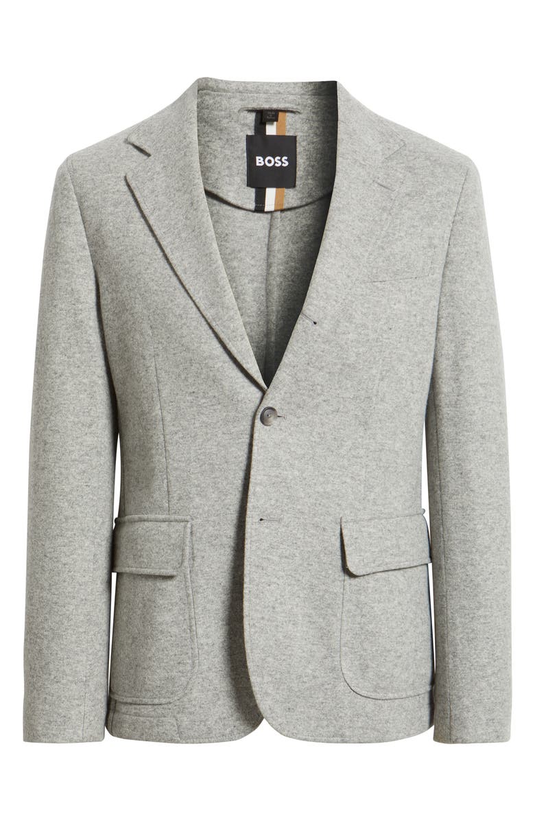 BOSS Hanry Slim Fit Felted Wool Blend Sport Coat, Alternate, color, Silver