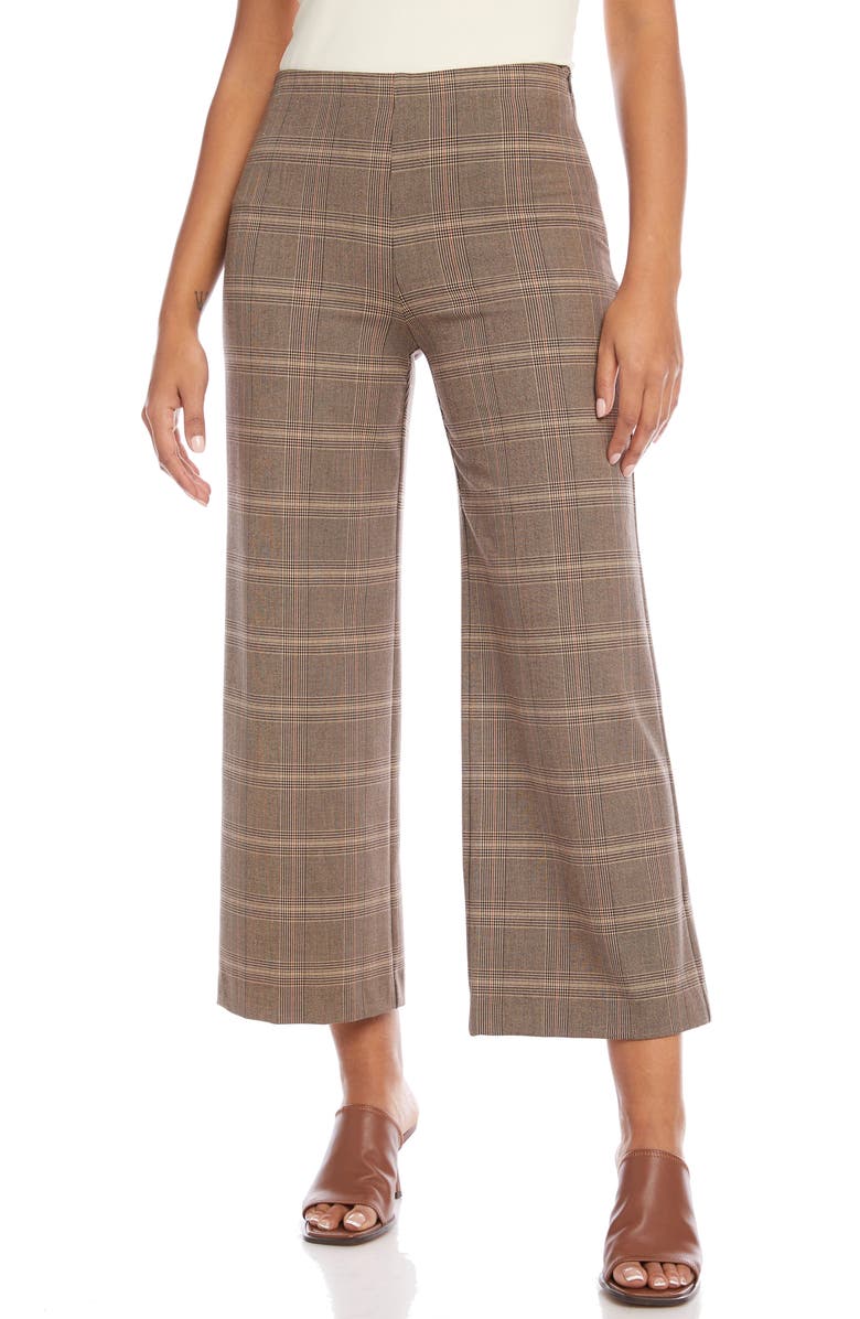 Karen Kane Plaid Wide Leg Crop Pants, Main, color,