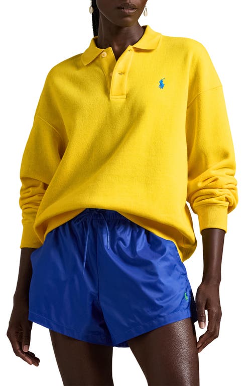 Shop Polo Ralph Lauren Arctic Fleece Polo Sweatshirt In Lemon Crush