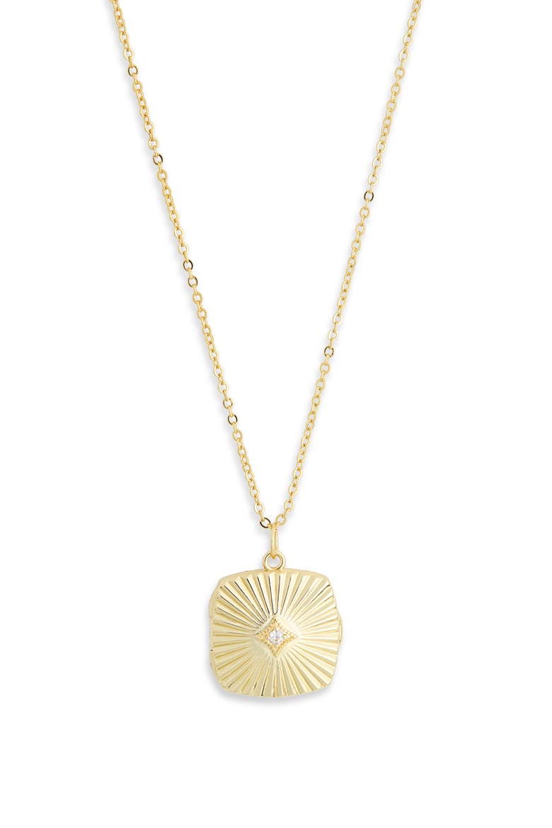 Fluted Square Locket Necklace, Alternate, color, CLEAR- GOLD