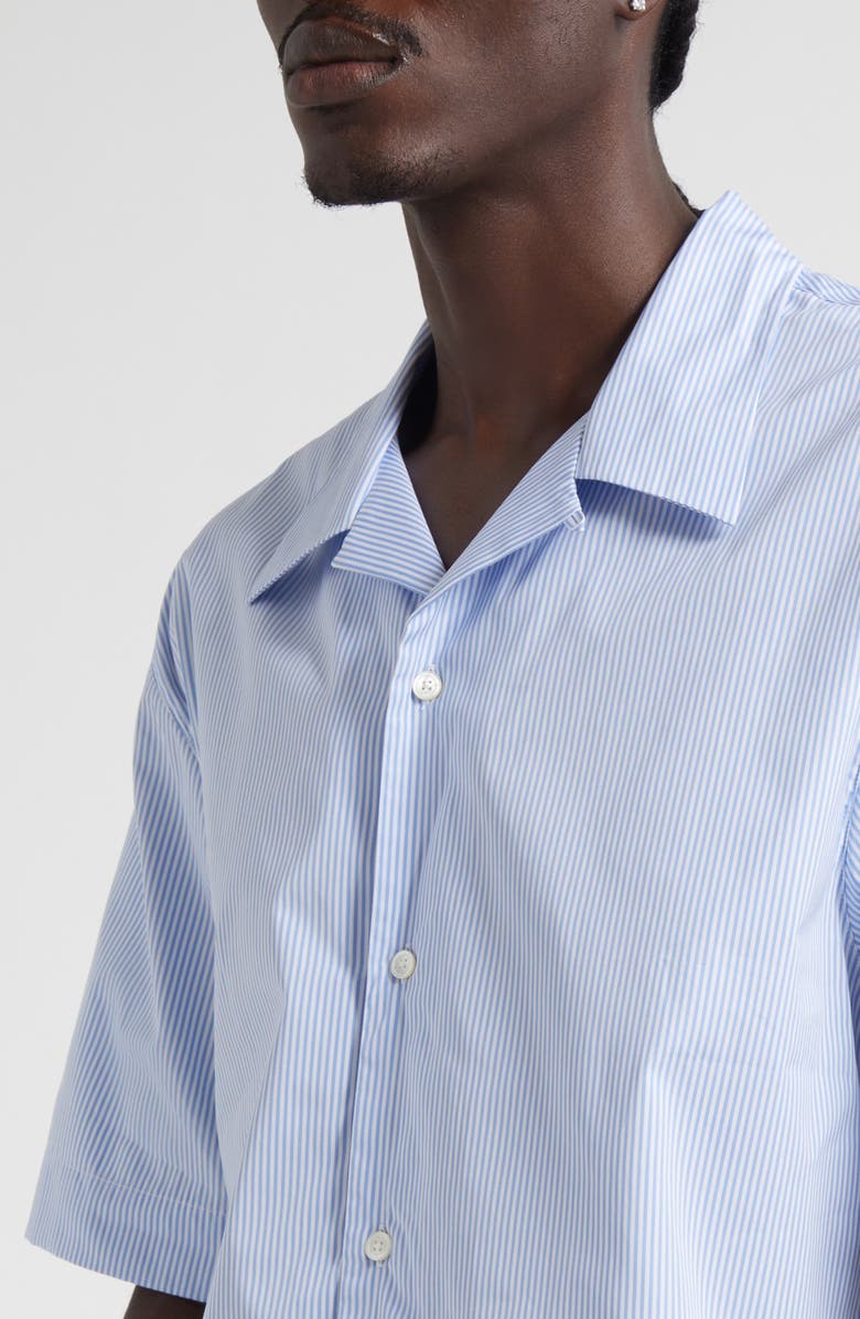 Givenchy Stamp Print Camp Shirt, Alternate, color, White/ Light Blue