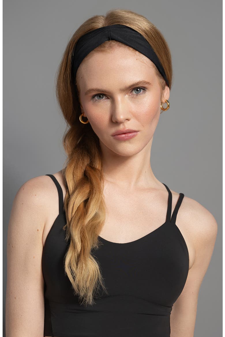 Lotus Pleated Headband, Alternate, color, BLACK