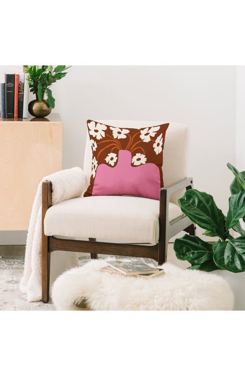 Deny Designs Flower Pot Square Throw Pillow In Brown