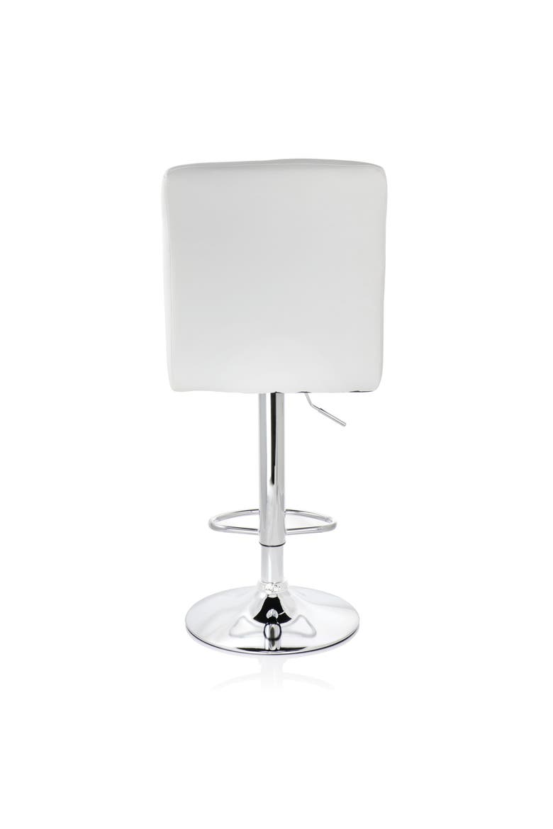 2 Piece Square Tufted Faux Leather Adjustable Bar Stool, Alternate, color, White