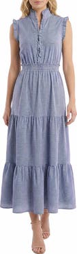 London Times Ruffle Tiered Maxi Sundress