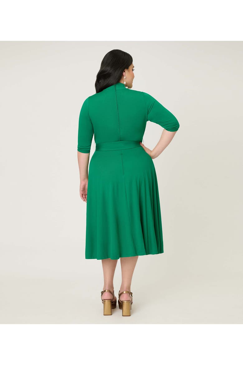 Plus Size 1950s Turtleneck Midi Dress, Alternate, color, Green Solid