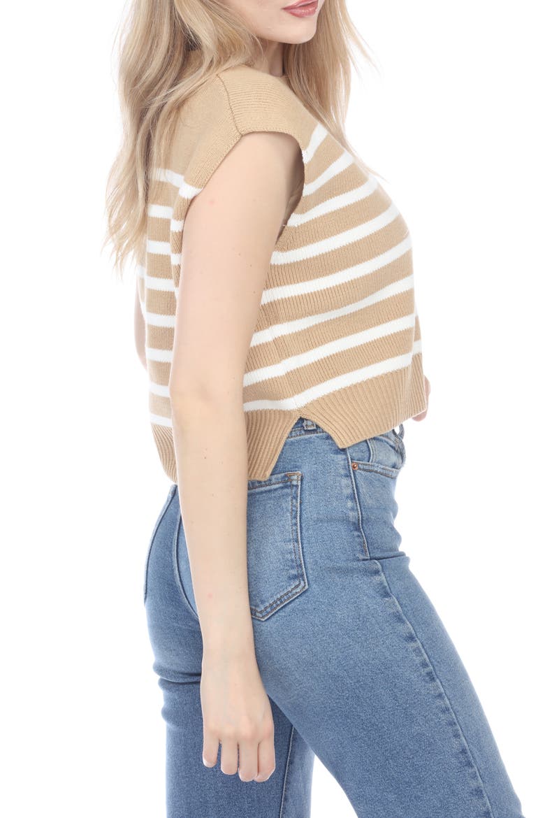 Striped Cap Sleeve Sweater, Alternate, color, BEIGE