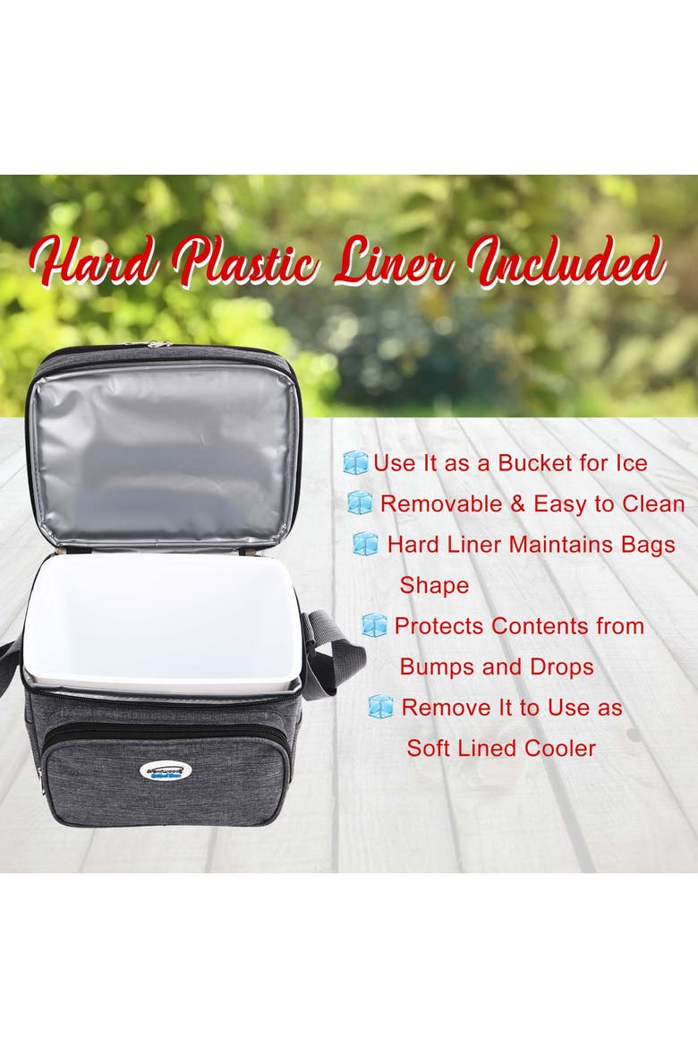 6 Can Insulated Cooler Bag in Grey with Hard Liner, Alternate, color, Grey
