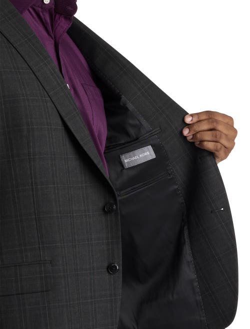 Michael Kors Check Patterned Suit Jacket In Charcoal