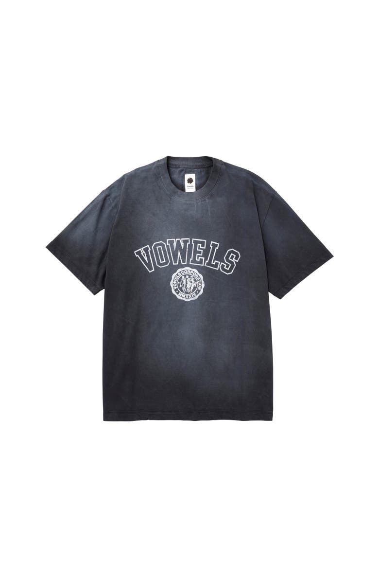 vowels Faded Collegiate Tee, Main, color, Black