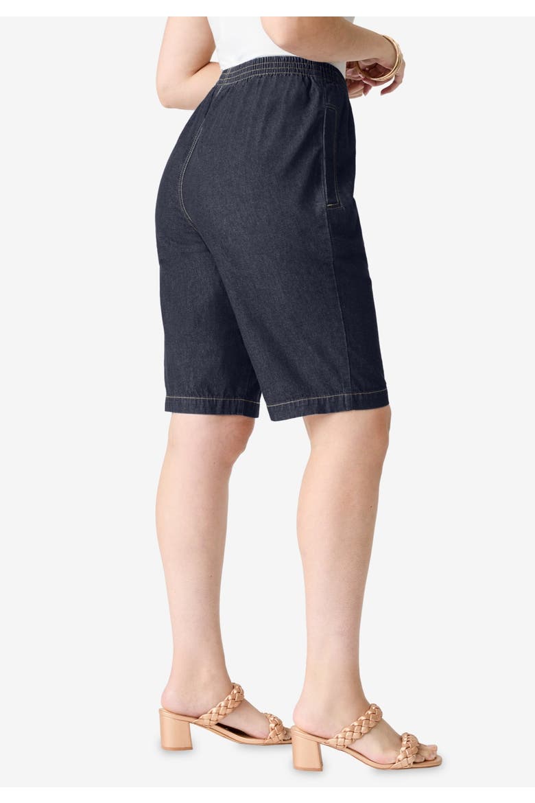 Plus Size Easy Wear Bermuda Short, Alternate, color, INDIGO WASH