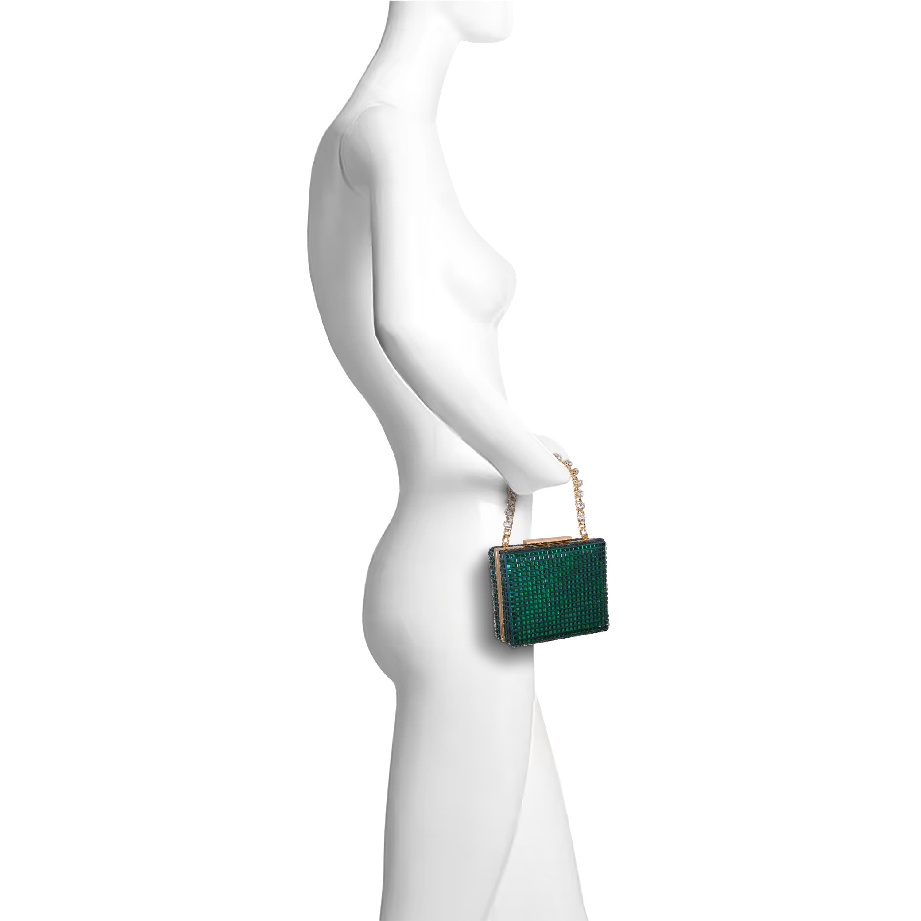 Serenity Crystal Box Clutch, Alternate, color, Emerald