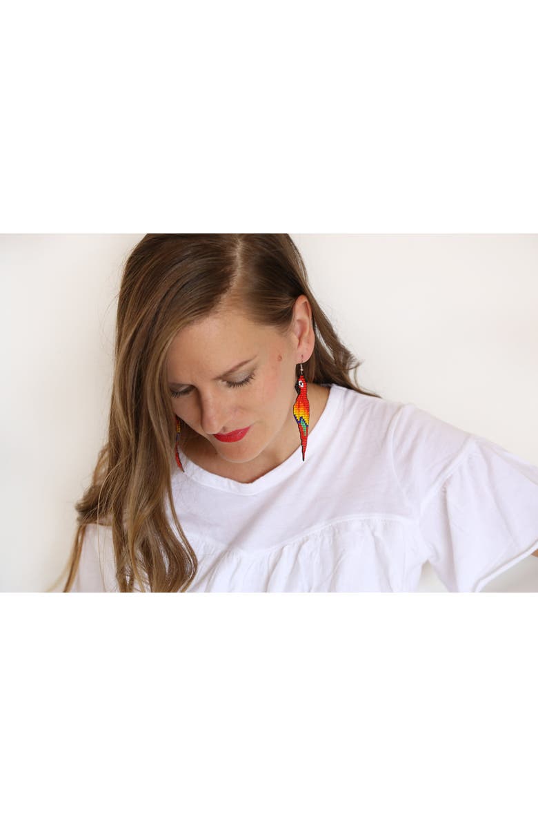 Fosterie Red Parrot Earrings, Alternate, color, Red