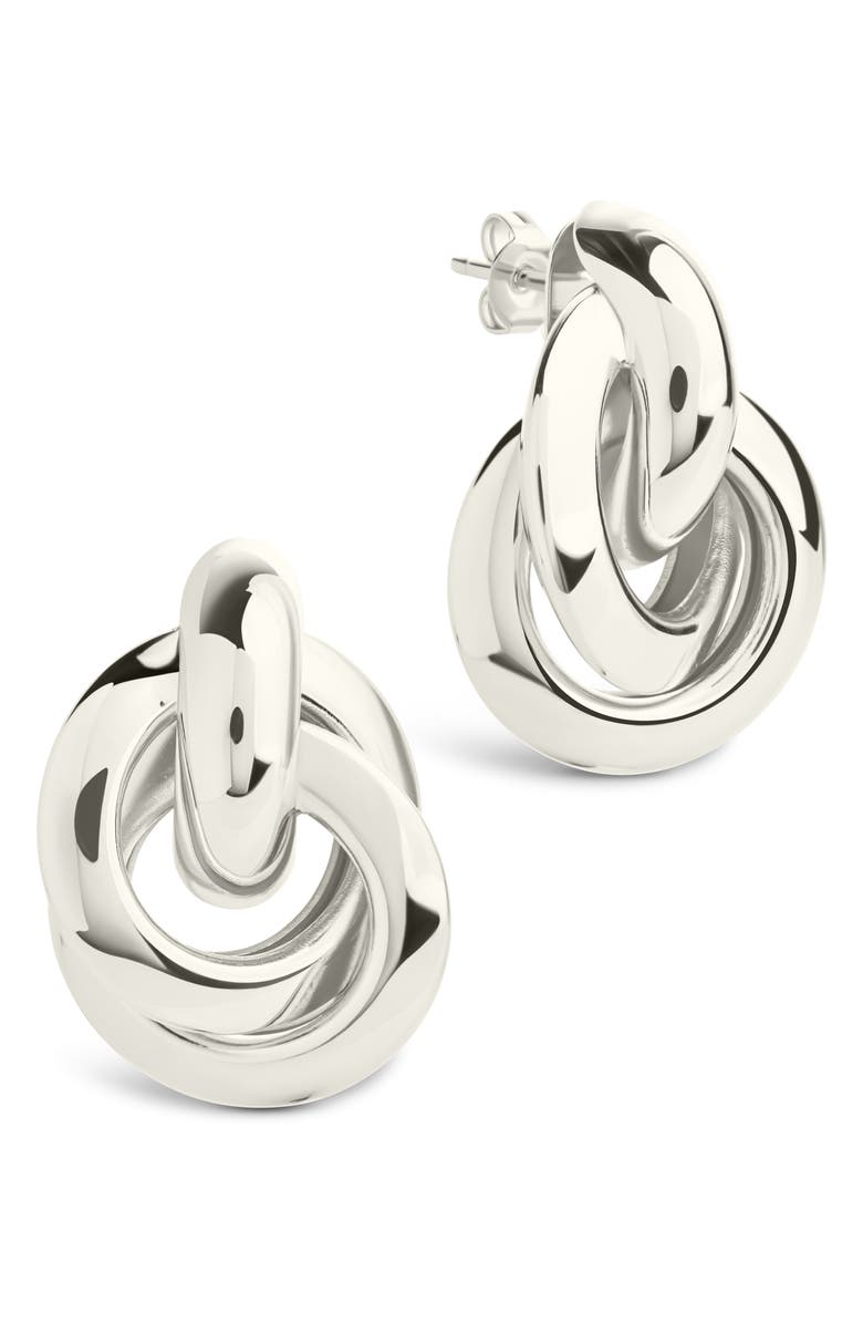 Sterling Forever Ashton Layered Knocker Stud Earrings, Main, color, Silver