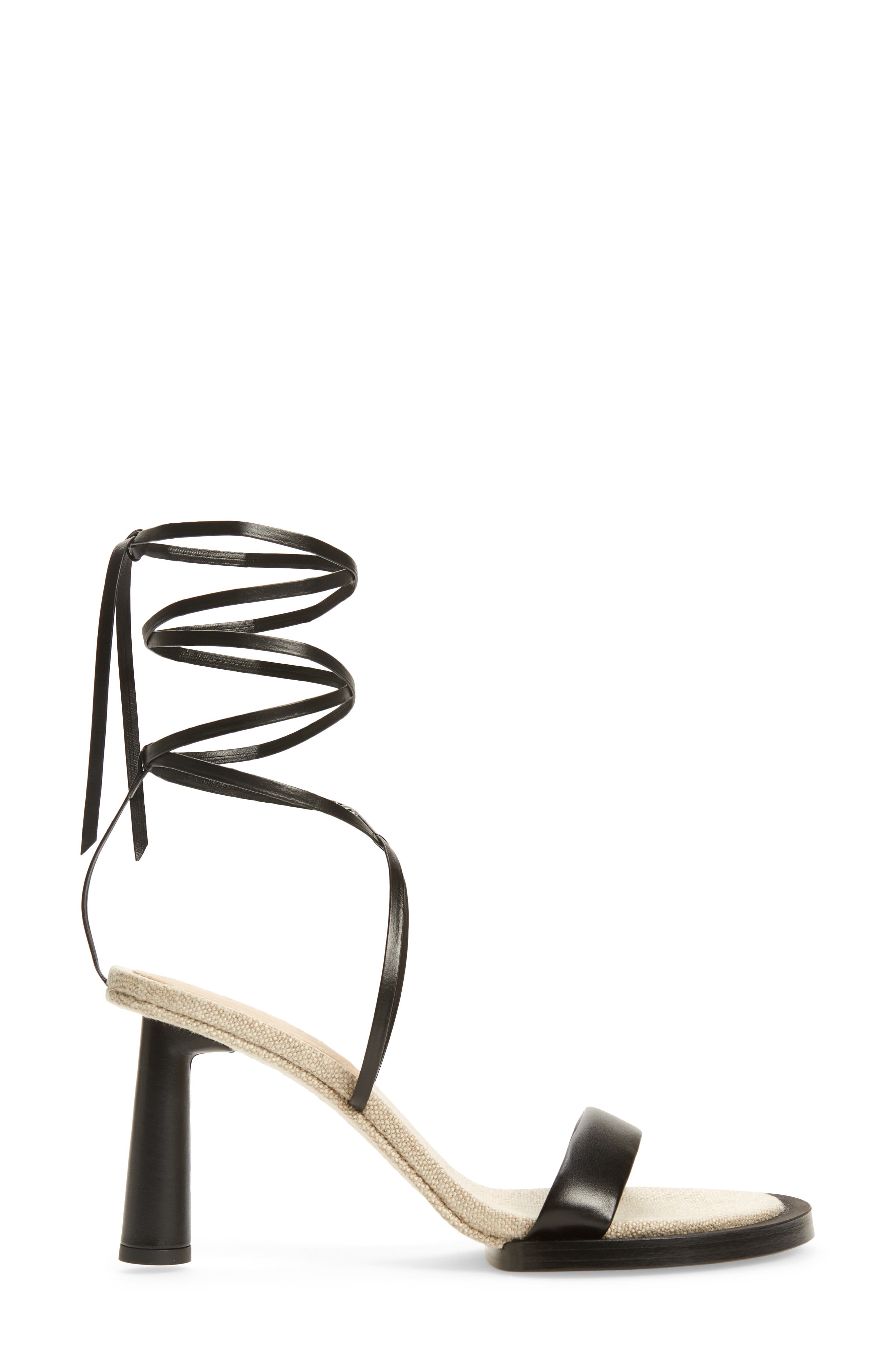 Jacquemus Les Carre Rond Asymmetrical Leather Sandal, Alternate, color, 