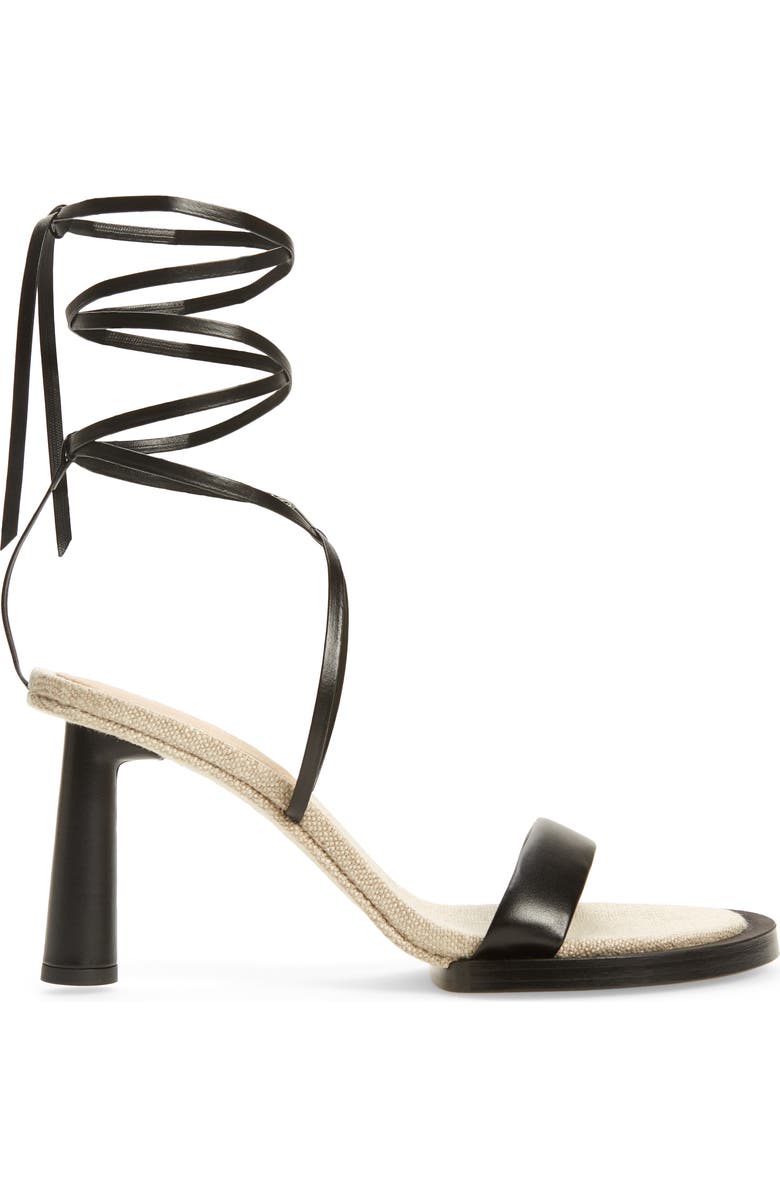 Jacquemus Les Carre Rond Asymmetrical Leather Sandal, Alternate, color,