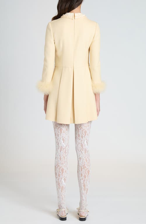Valentino Feather-trimmed Embellished Jacquard And Woven Mini Dress In Betulla