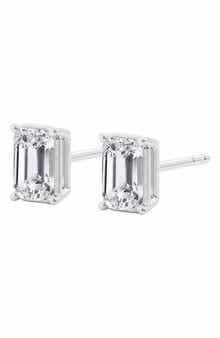 Badgley Mischka Collection 14K Gold Emerald Cut Lab-Created Diamond Stud Earrings - 1.5ct