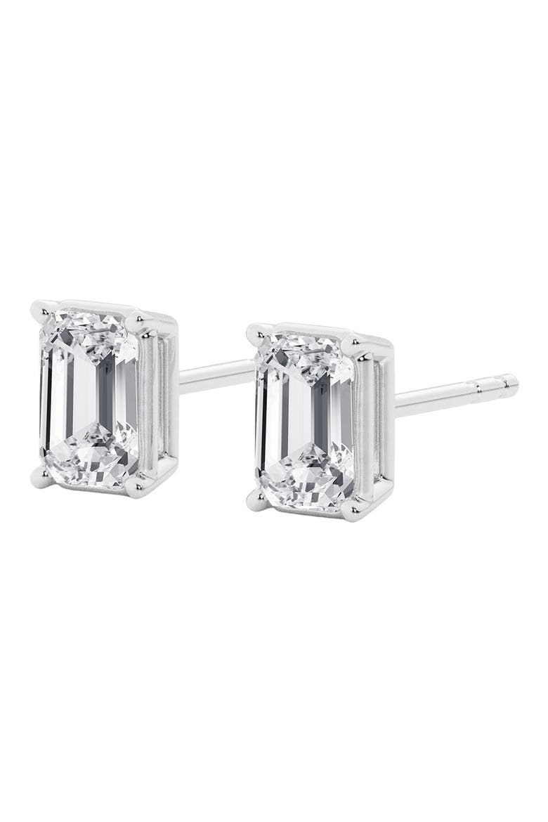 14K Gold Emerald Cut Lab-Created Diamond Stud Earrings - 1.5ct video