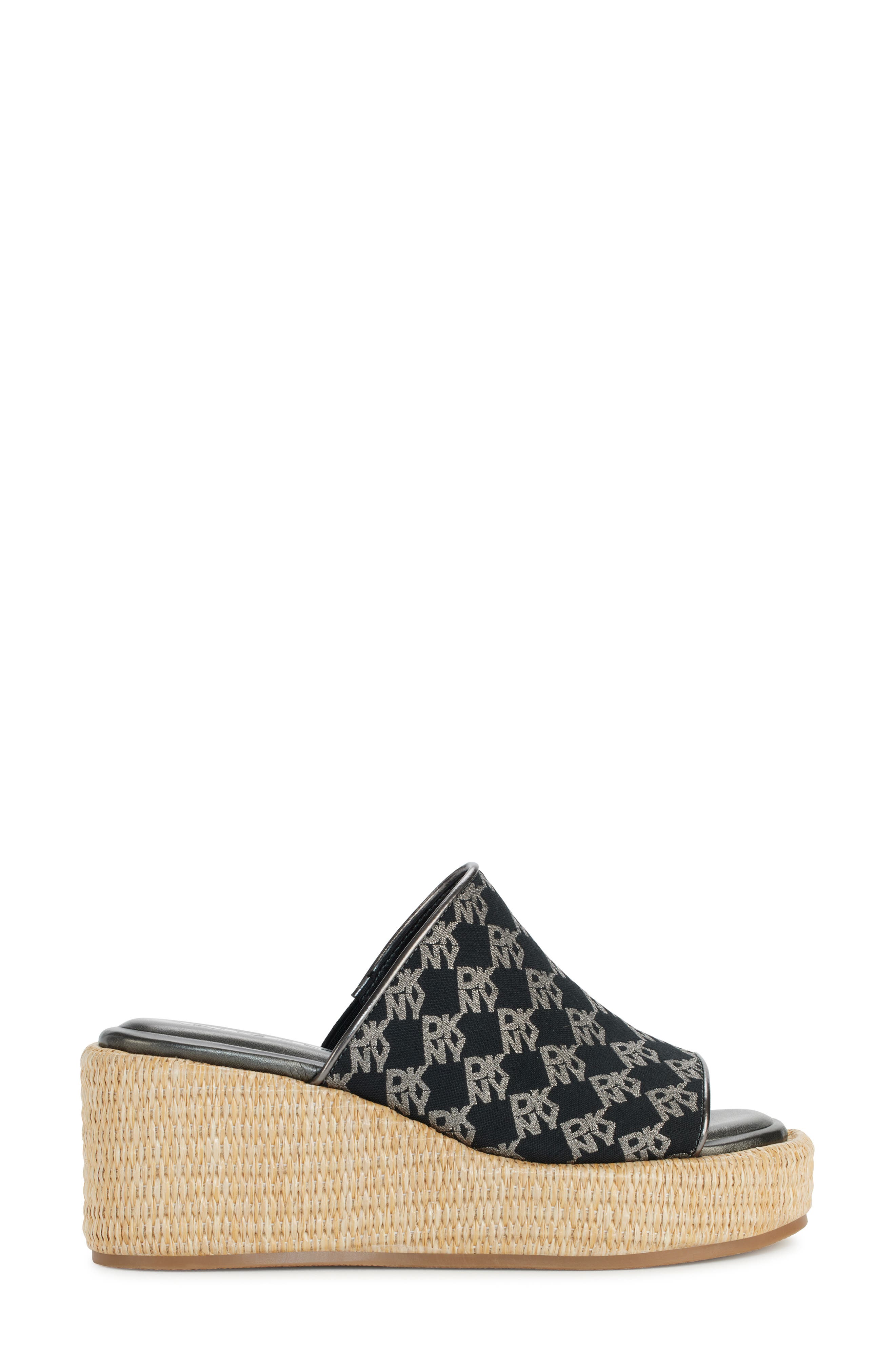 DKNY Logo Platform Wedge Sandal, Alternate, color, 