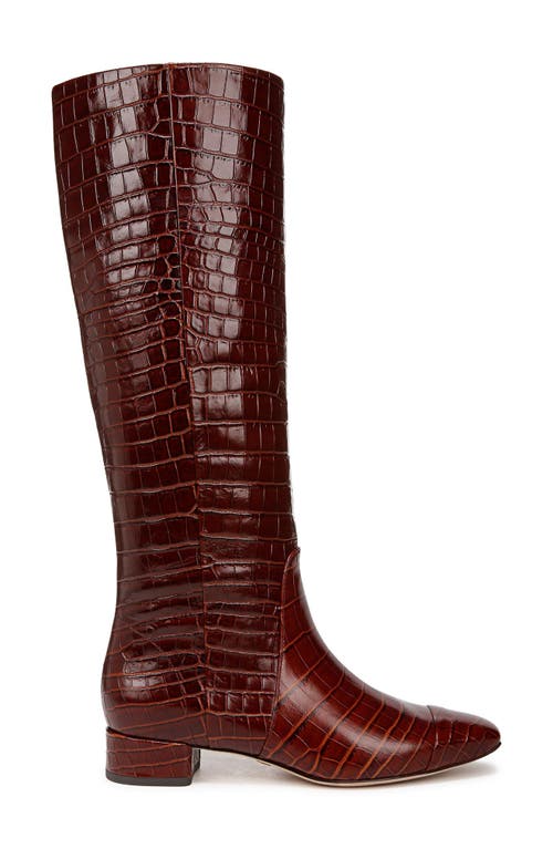 Veronica Beard Cecile Croc Embossed Knee High Boot In Sepia
