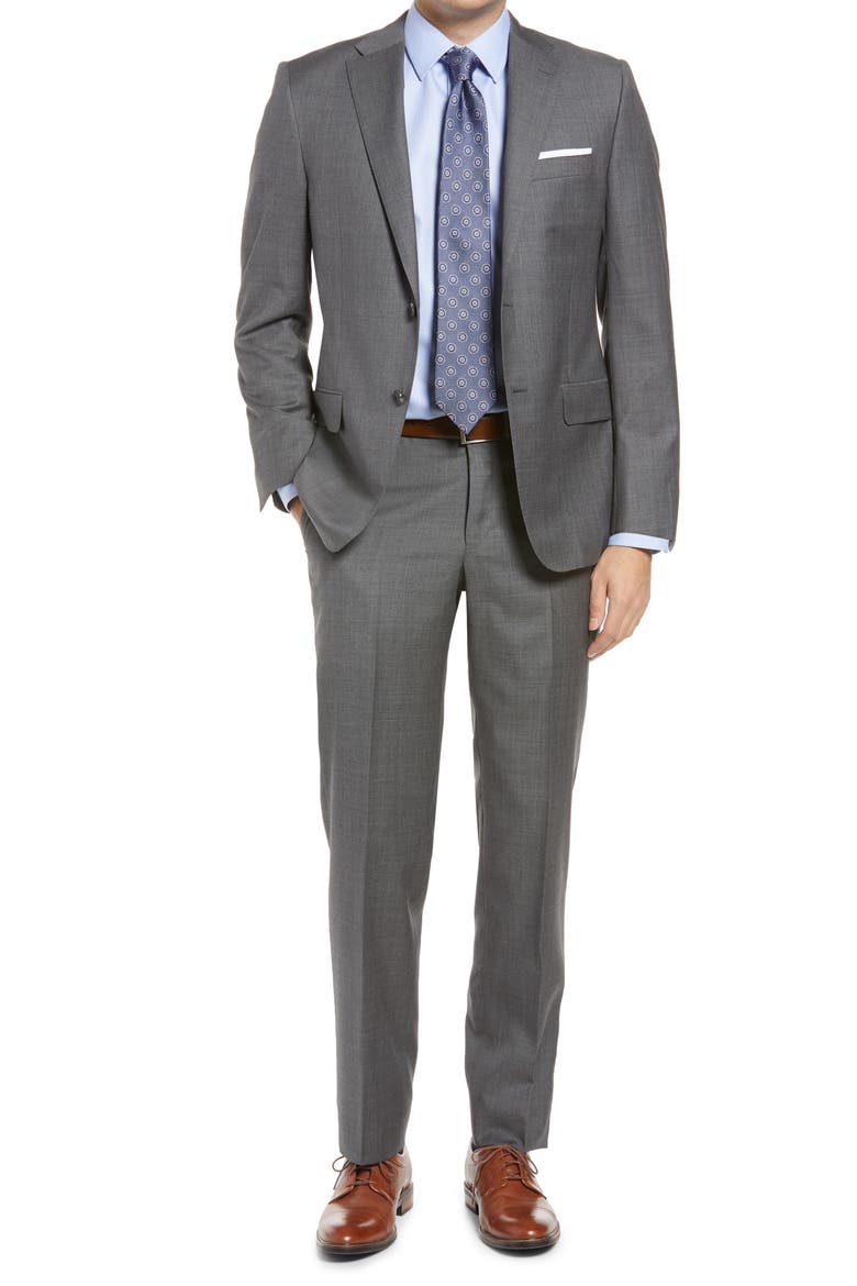 Infinity Sharkskin Classic Fit Wool Suit, Main, color, GREY