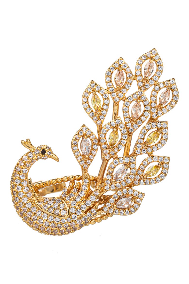 Peacock Tail Ring, Alternate, color, GOLD
