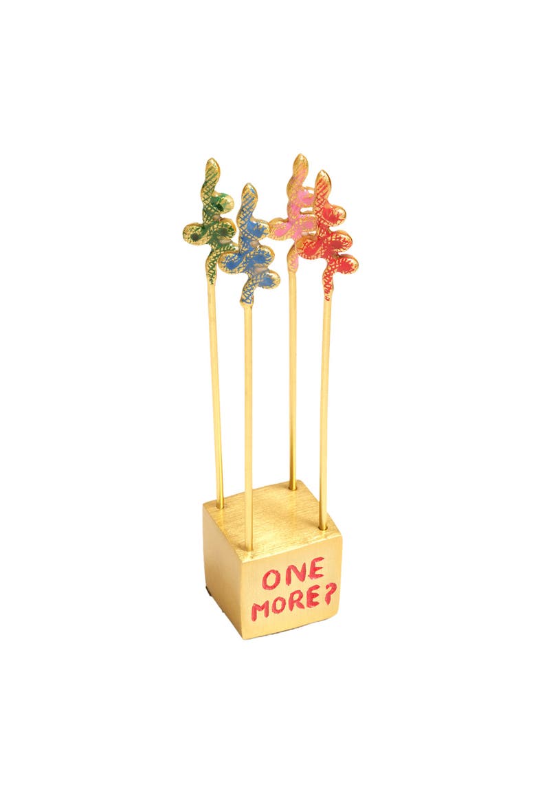 Tanda Steel Cocktail Sticks Set of 4 Entertaining Essential, Main, color, Metallic Gold