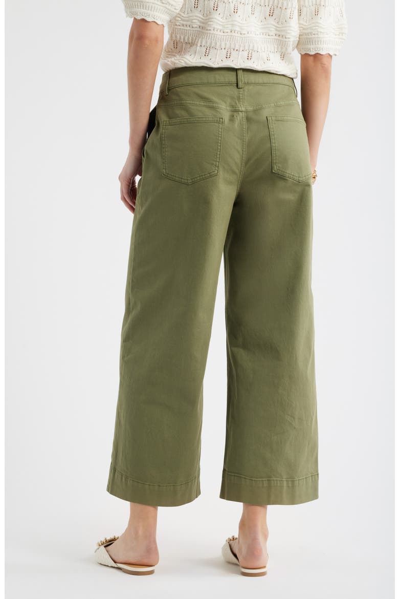 Wide Leg Cotton Stretch Twill Ankle Pants, Alternate, color, GREEN SORREL
