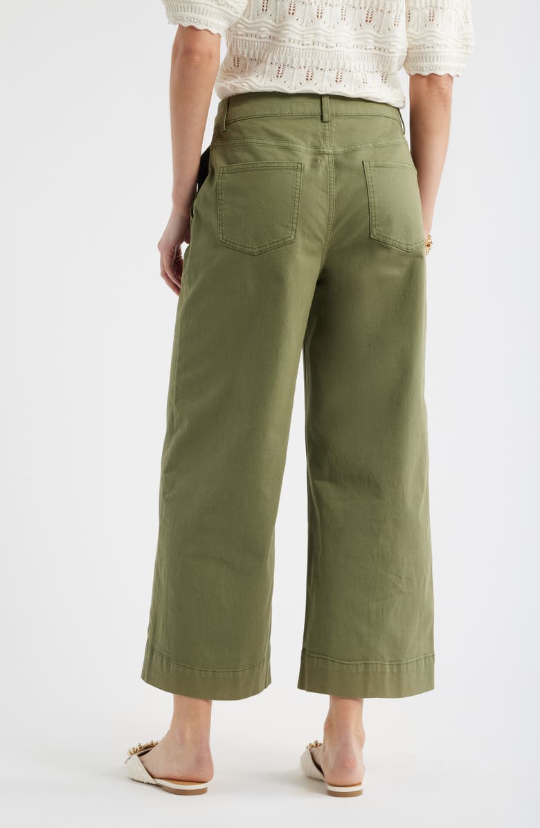 Caslon<sup>®</sup> Wide Leg Cotton Stretch Twill Ankle Pants, Alternate, color, Green Sorrel
