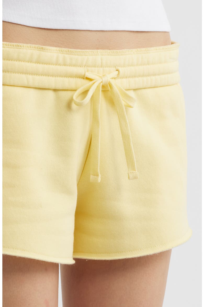 Foldover Fleece Mini Sweat Shorts, Alternate, color, YELLOW BEGONIA