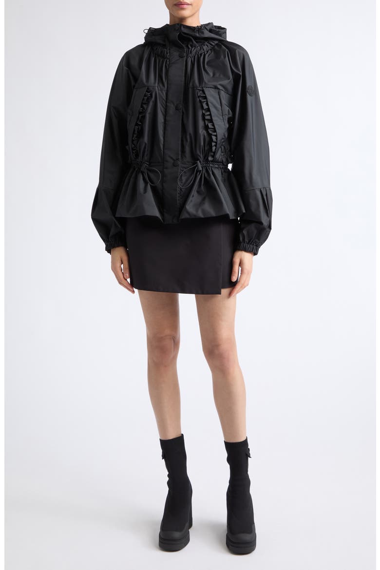 Imaginaire Short Nylon Canvas Parka, Alternate, color, BLACK