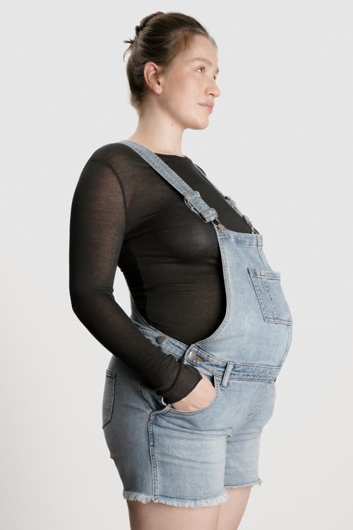 Nom Maternity Austin Shortalls In Blue