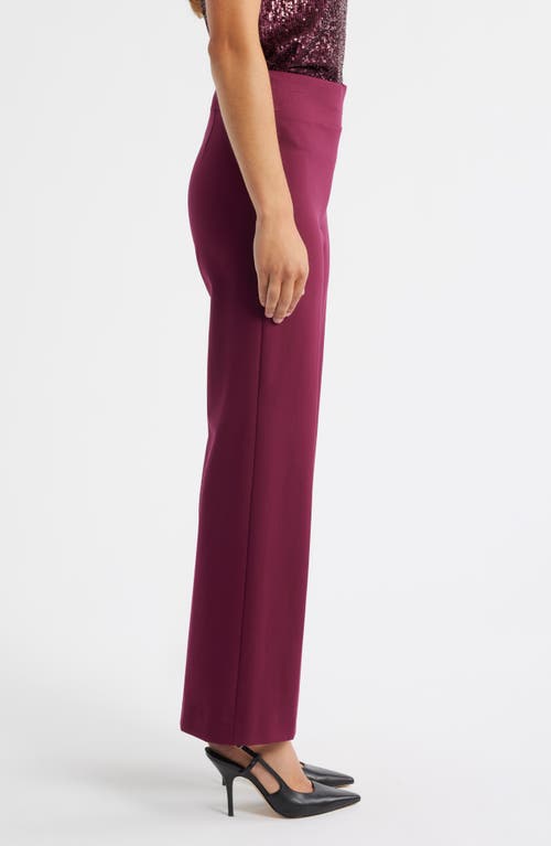Anne Klein Womens Solid Wide Leg Pull On Compression Pants P Xxs Xxl In Burgundy