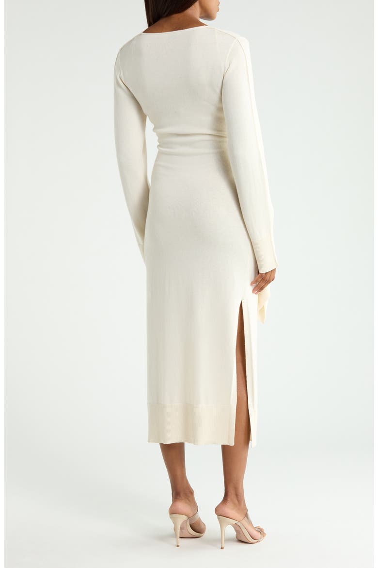 Skyla Long Sleeve Cotton & Cashmere Wrap Sweater Dress, Alternate, color, IVORY