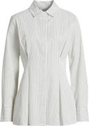 Nordstrom Stripe Pleat Waist Button-Up Shirt