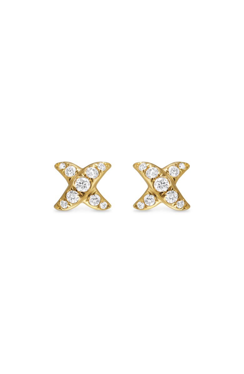 David Yurman Crossover X Stud Earrings in 18K Yellow Gold with Diamonds, 6mm, Main, color, 18K Gold