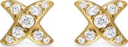 David Yurman Crossover X Stud Earrings in 18K Yellow Gold with Diamonds, 6mm