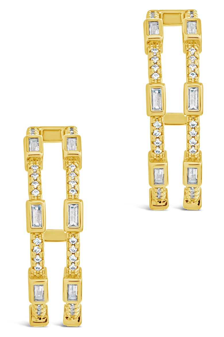 Neah Cubic Zirconia Hoop Earrings, Alternate, color, GOLD