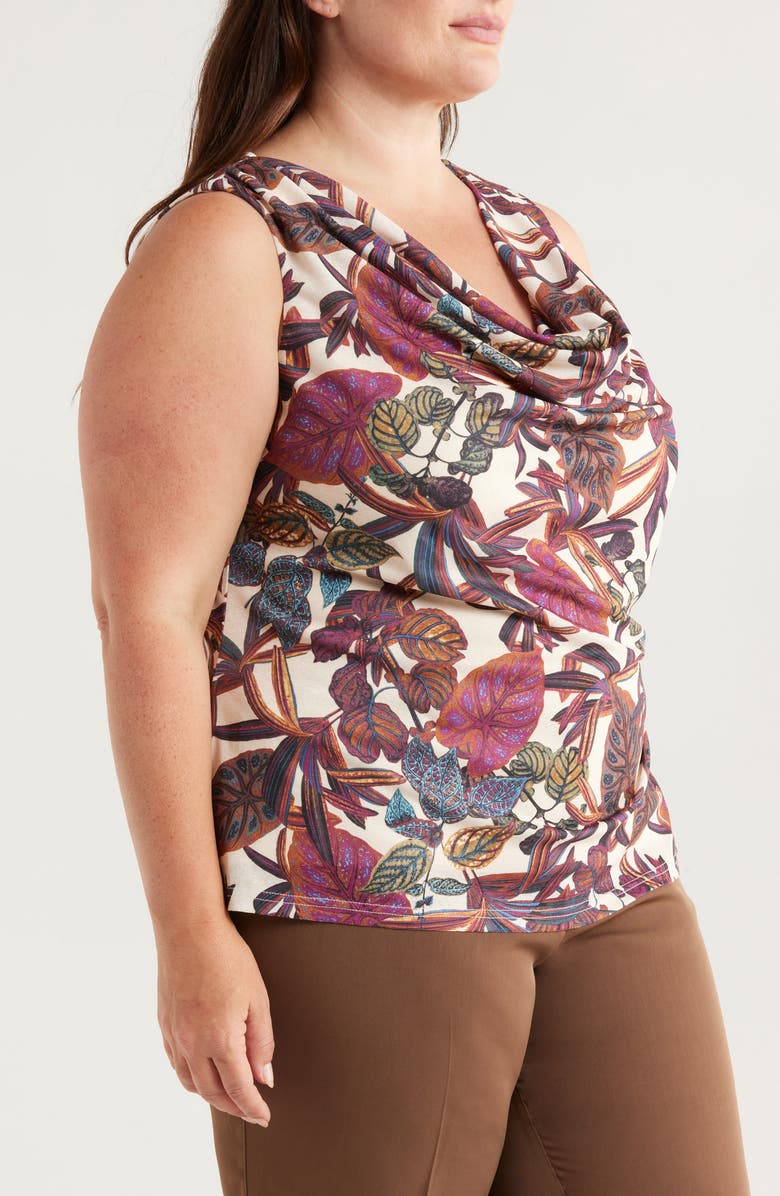 Tahari ASL Cowl Neck Matte Satin Top, Alternate, color, Wild Berry Tropical