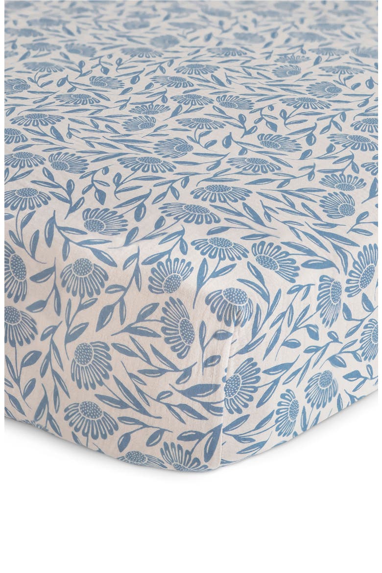Extrasoft Cotton Muslin Crib Sheet, Alternate, color, BLUE FLOWERS